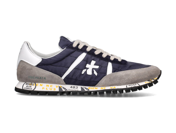Premiata uomo Sean sneakers camoscio grigio nylon blu 5733